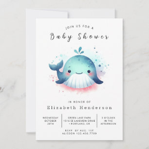Invitación Baby Shower único de ballena digital