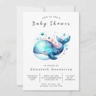 Invitación Baby Shower único de ballenas Personalizado