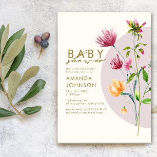 Invitación Baby Shower único de flores silvestres de primaver
