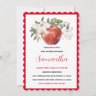 Invitación Baby Shower Único de Manzana Roja
