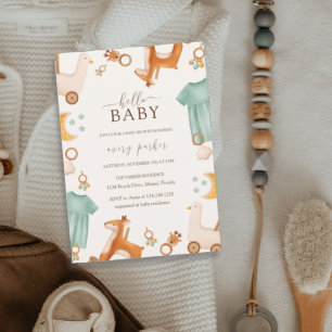 Invitación Baby Shower único de ropa de bebé de Boho Baby