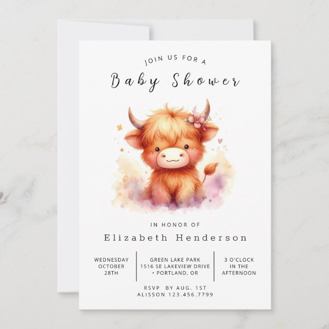 Invitación Baby Shower único de vaca de grano encantado (Anverso)