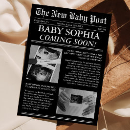 Invitación Baby Shower único fotográfico de periódico
