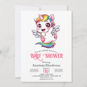 Invitación Baby Shower Unicornio simple y absurdo