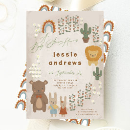 Invitación Baby Shower unisex de los bosques modernos
