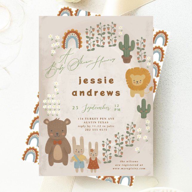 Invitación Baby Shower unisex de los bosques modernos (Subido por el creador)