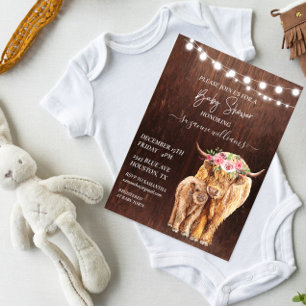 Invitación Baby Shower Vaca Ternero de las Tierras Altas Made