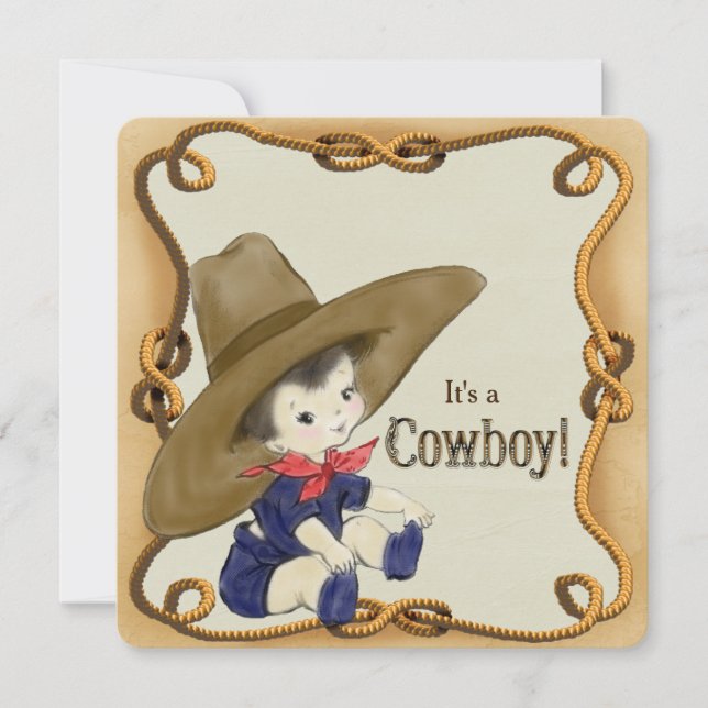 Invitación Baby Shower Vaquero Vintage (Anverso)