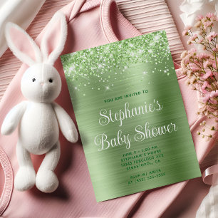 Invitación Baby Shower Verde Claro Brillante