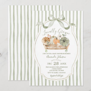 Invitación Baby Shower verde de otoño cultivado localmente