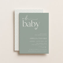 Baby Shower verde de sabio minimalista