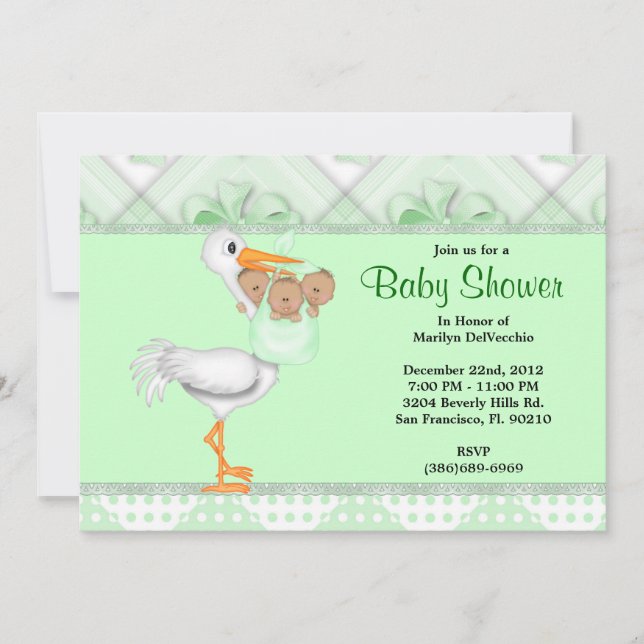 Invitación Baby Shower verde dulce (Anverso)