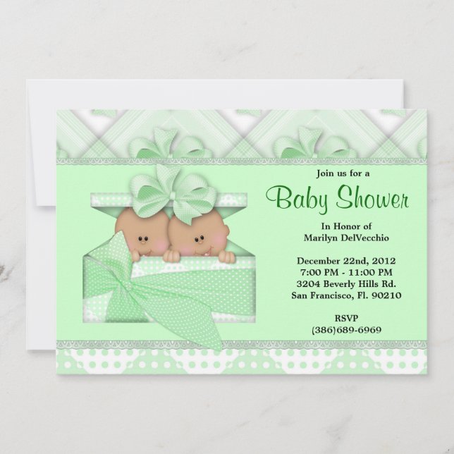 Invitación Baby Shower verde dulce LINDO (Anverso)