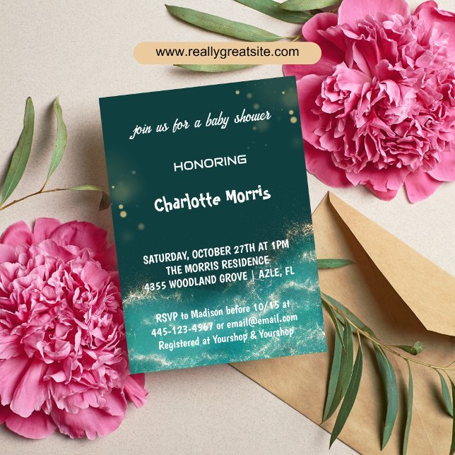 Invitación Baby Shower verde oscuro (Subido por el creador)