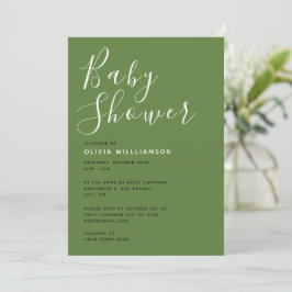 Invitación Baby Shower verde sage moderno
