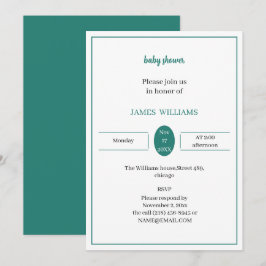 Invitación Baby Shower verde simple personalizado