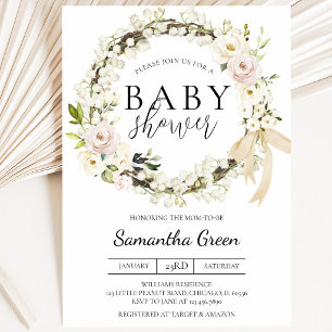 Invitación Baby Shower Verde y Blanco