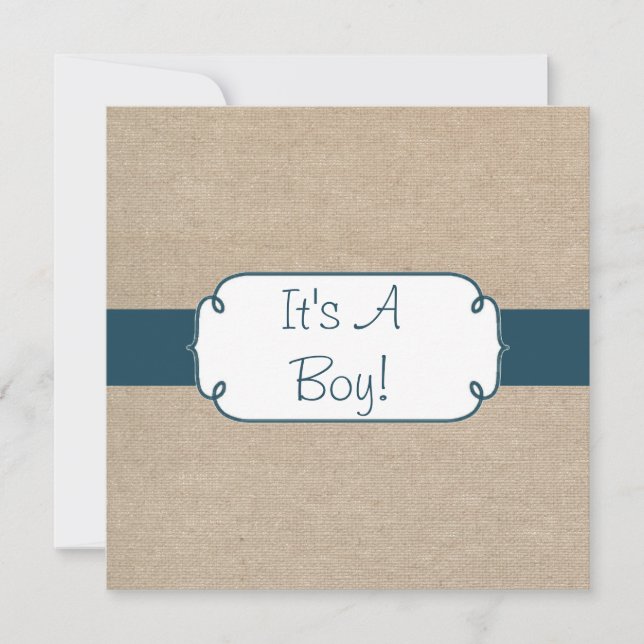 Invitación Baby Shower verde y burlap Verde azulado del país (Anverso)