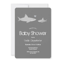 Baby Shower vertical gris sólido de tiburones cort