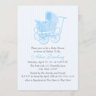 Invitación Baby Shower Vintage Blue Baby Carrie