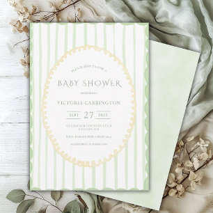 Invitación Baby Shower Vintage de banda verde