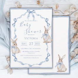 Invitación Baby Shower Vintage de Blue Bunny Ribbon