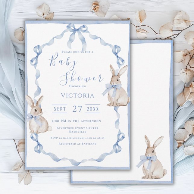 Invitación Baby Shower Vintage de Blue Bunny Ribbon (Subido por el creador)