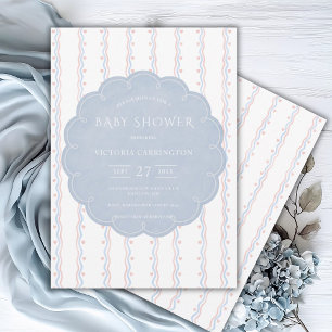 Invitación Baby Shower vintage de los corazones rosados del m