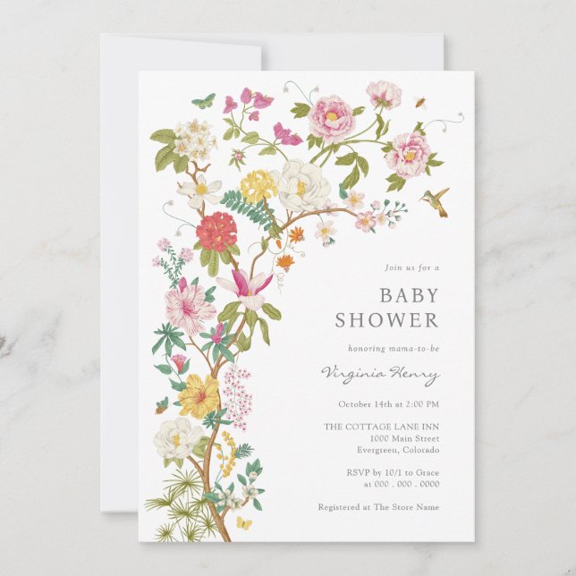 Invitación Baby Shower Vintage Elegante (Anverso)