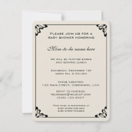 Invitación Baby Shower vintage, prado floral de flores amaril