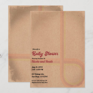 Invitación Baby Shower Vintage Retro Grunge Años 60 70