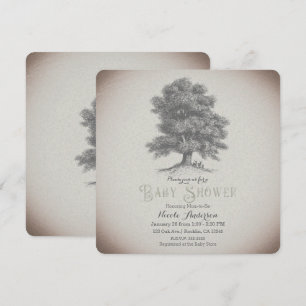 Invitación Baby Shower Vintage Rústico del Árbol y Cuento del