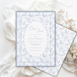 Invitación Baby Shower Vintage Safari de Toile Azul