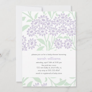 Invitación Baby Shower Violet and Green Floral Damask