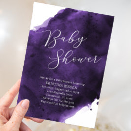 Invitación Baby Shower Violet Purple Watercolor