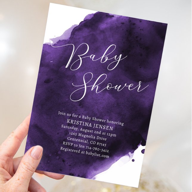 Invitación Baby Shower Violet Purple Watercolor (Subido por el creador)