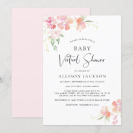 Invitación Baby Shower virtual | Acuarela Floral Rosa