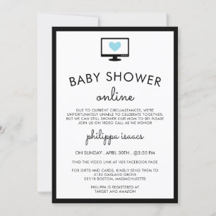 Invitación Baby Shower virtual azul de Moda minimalista