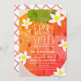 Invitación Baby Shower virtual Chica de fresa dulce de Berry