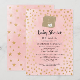 Invitación Baby Shower virtual Chica estrella de oro rosa