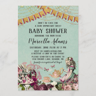 Invitación Baby Shower Virtual de Alicia en el País de las Ma