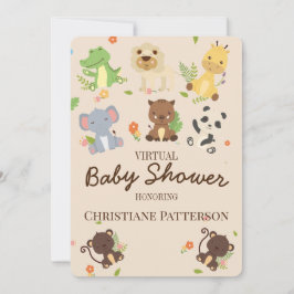 Invitación Baby Shower virtual de animales de bebé de color m