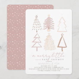 Invitación Baby Shower virtual de árboles de navidad rosados 