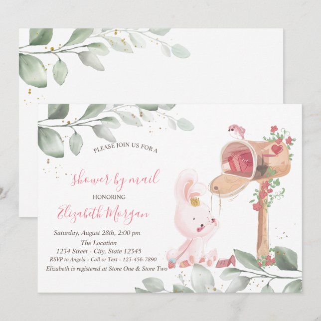 Invitación Baby Shower virtual de Baby Rabbit (Anverso / Reverso)