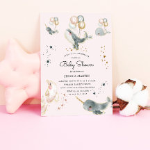 Baby Shower Virtual De Ballenas Y Estrellas Mágica
