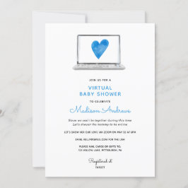 Invitación Baby Shower virtual de Blue Heart