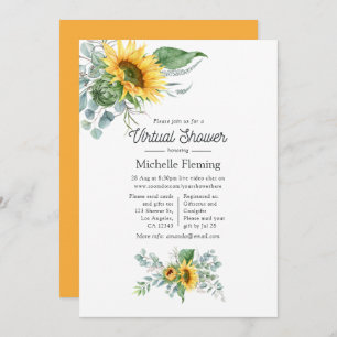 Invitación Baby Shower virtual de Boho Sunflower Eucalyptus