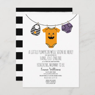 Invitación Baby Shower virtual de calabaza de Halloween en lí