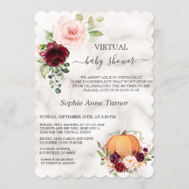 Invitación Baby Shower virtual de calabaza floral rosa de Bor