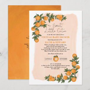 Invitación Baby Shower virtual de Citrus Naranja de verano fr
